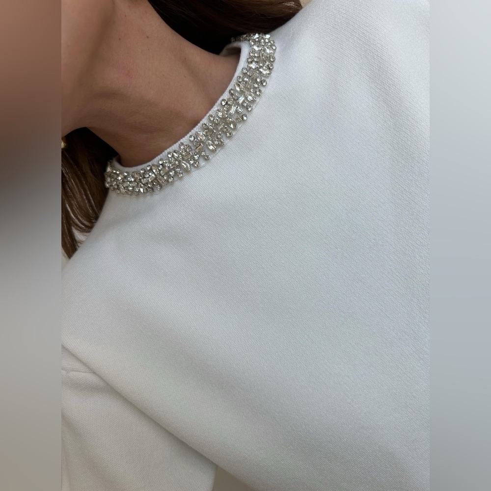White Embellished Women's Top Zara